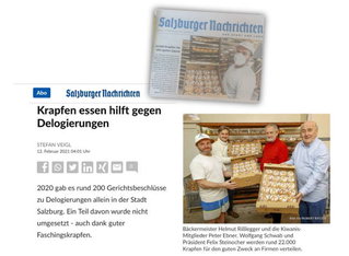 Zeitungsartikel der Elixhausener Landbäckerei in den Salzburger Nachrichten